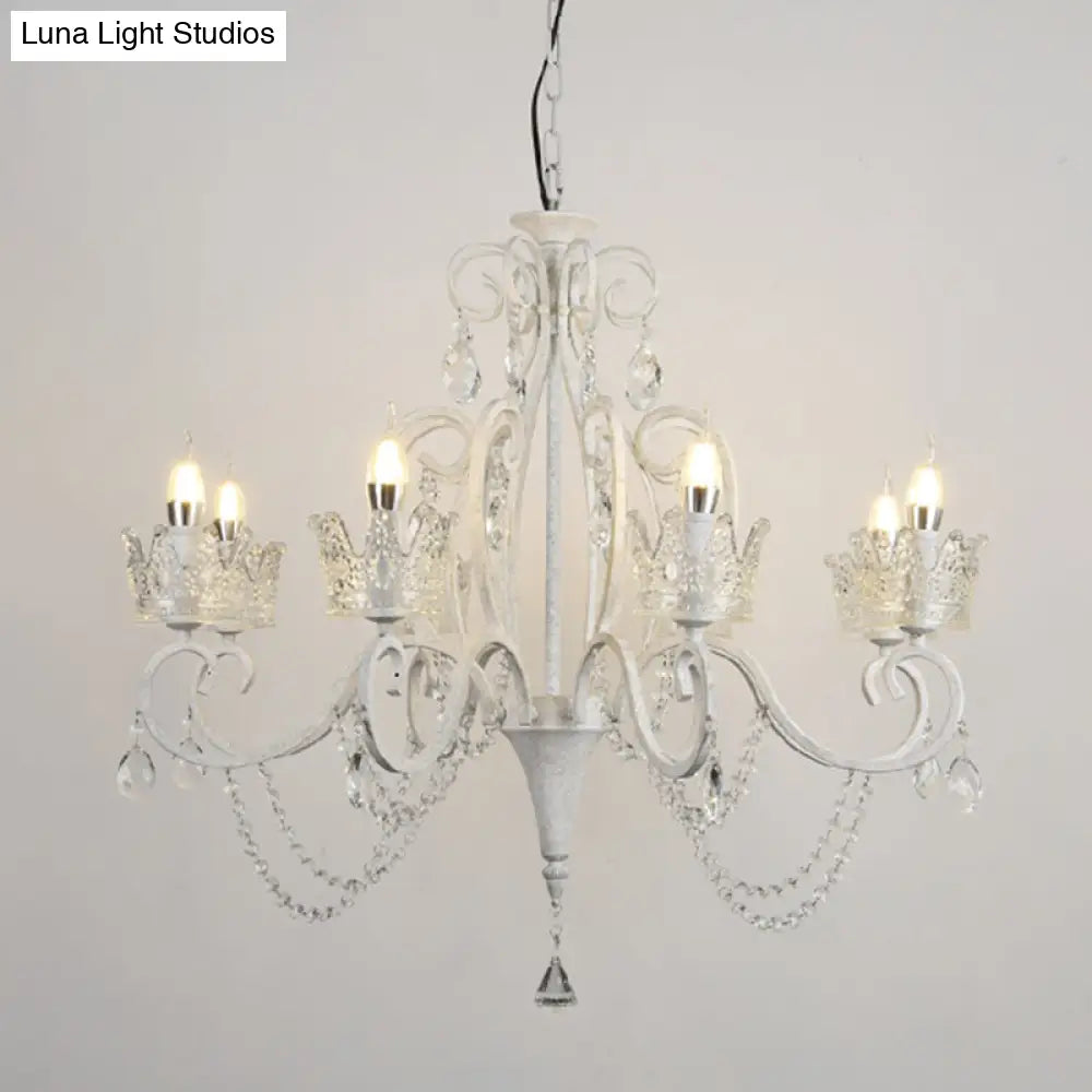 Classic Crystal Chandelier Pendant Light With Metallic Candlestick