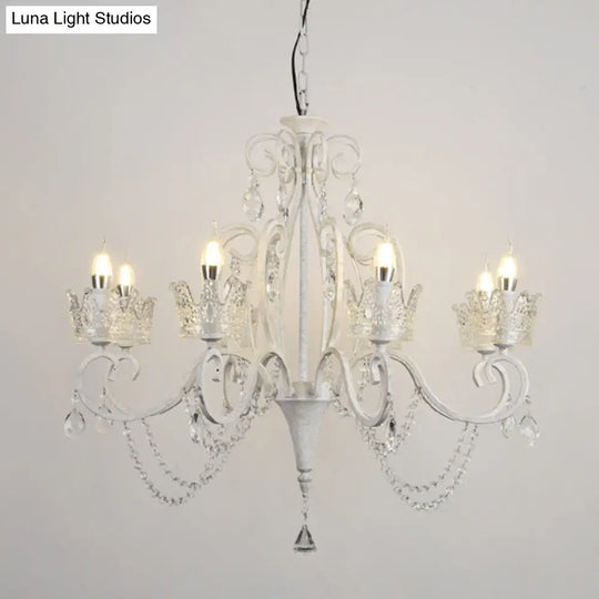 Classic Crystal Chandelier Pendant Light With Metallic Candlestick