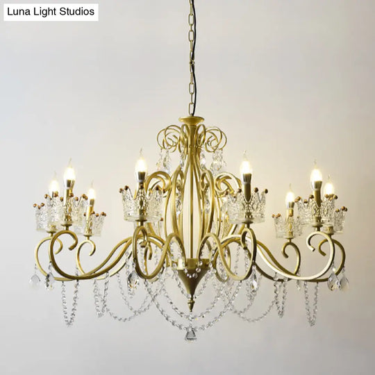 Classic Crystal Chandelier Pendant Light With Metallic Candlestick