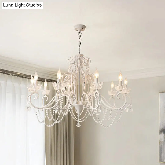 Classic Crystal Chandelier Pendant Light With Metallic Candlestick