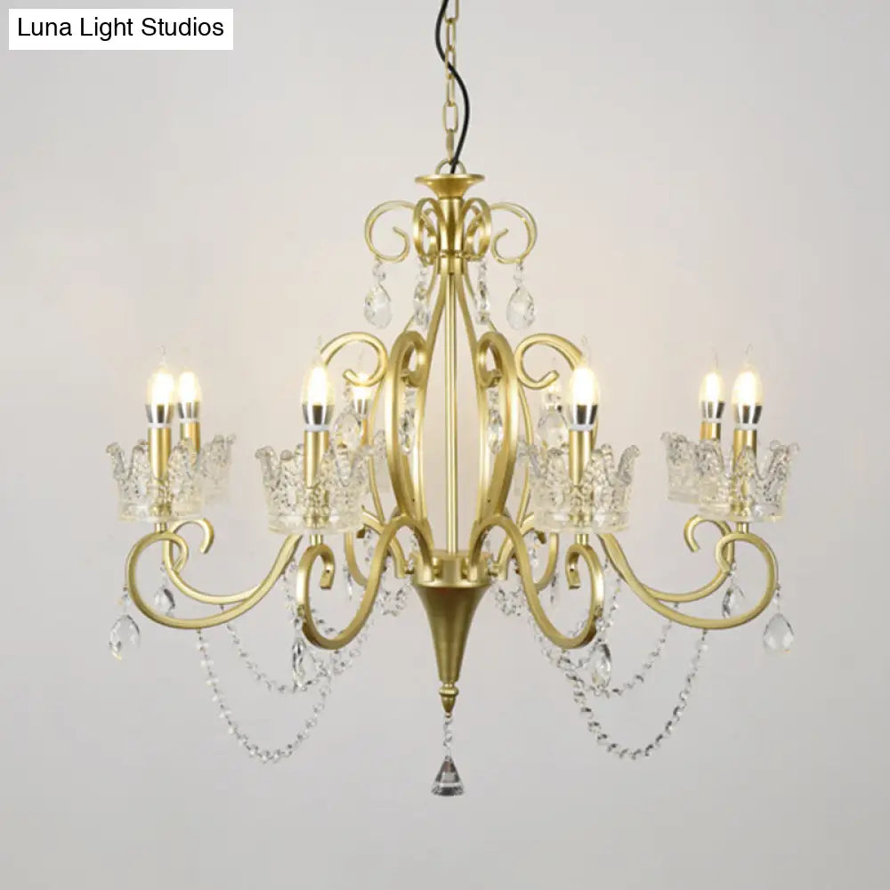 Classic Crystal Chandelier Pendant Light With Metallic Candlestick