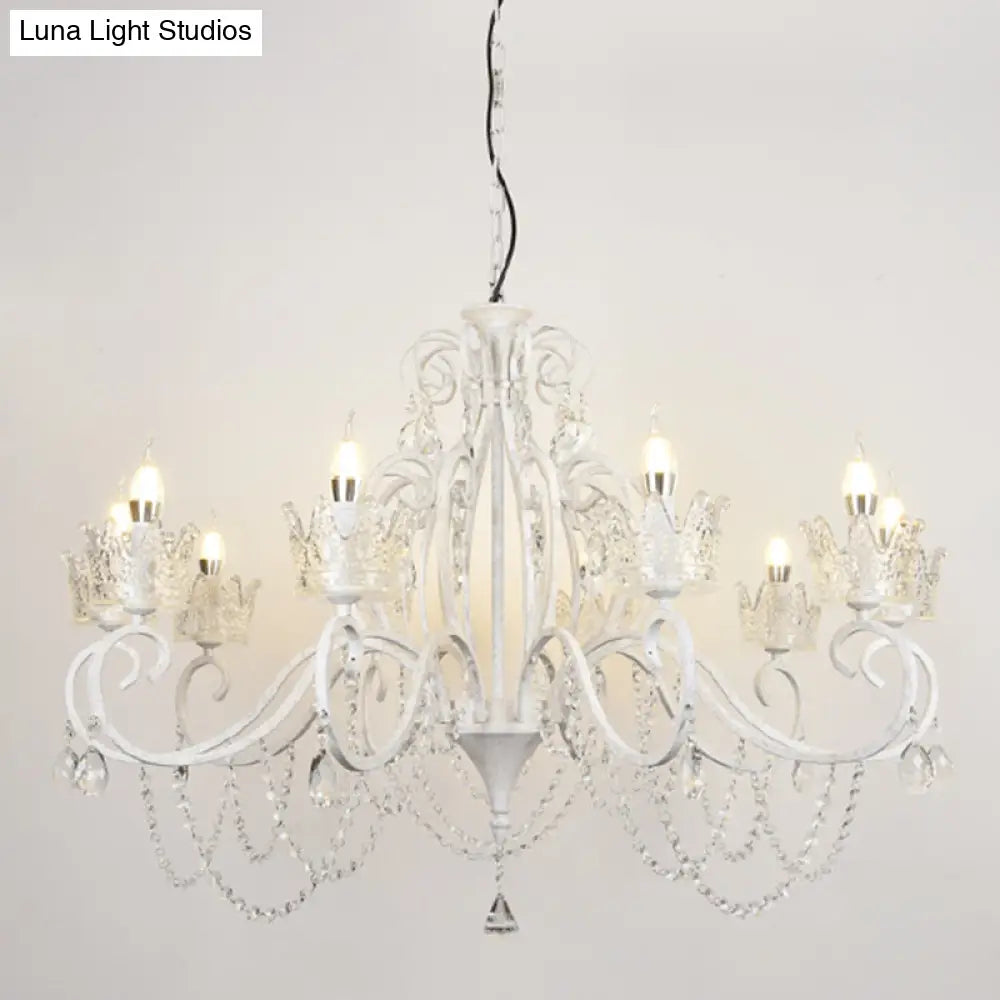 Classic Crystal Chandelier Pendant Light With Metallic Candlestick