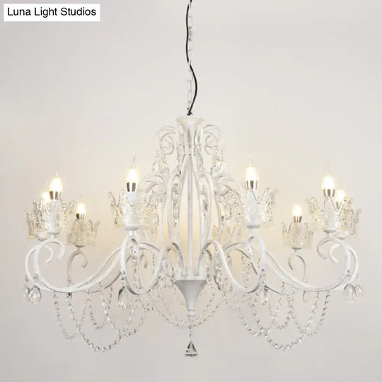 Classic Crystal Chandelier Pendant Light With Metallic Candlestick