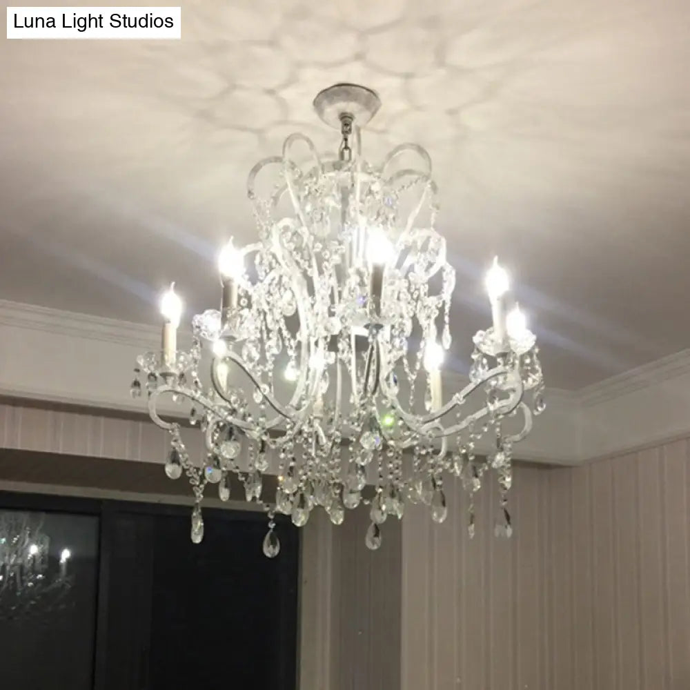 Classic Crystal Chandelier Pendant Light With Metallic Candlestick