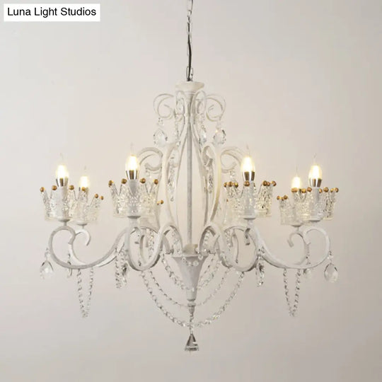 Classic Crystal Chandelier Pendant Light With Metallic Candlestick