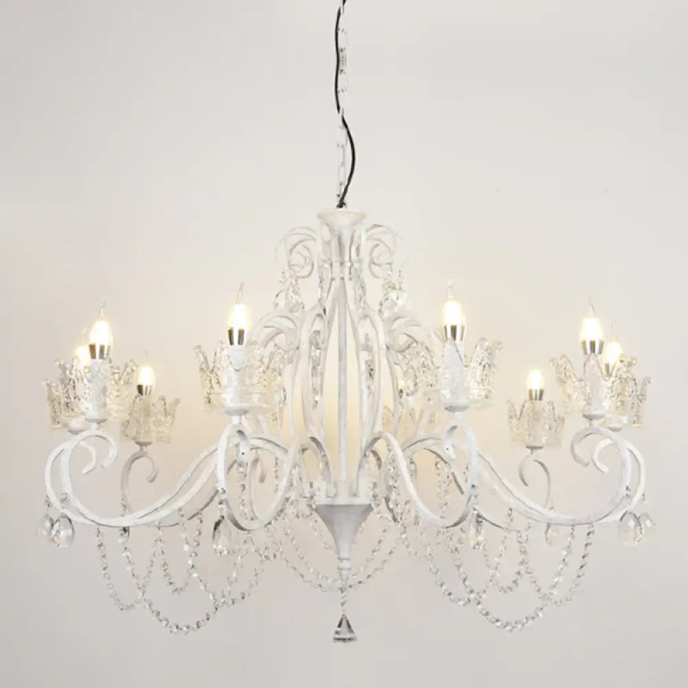 Classic Crystal Chandelier Pendant Light With Metallic Candlestick White / Large B