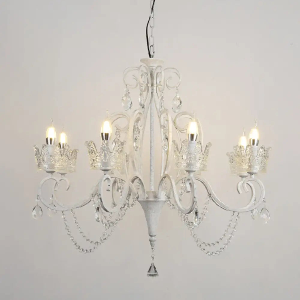 Classic Crystal Chandelier Pendant Light With Metallic Candlestick White / Medium B