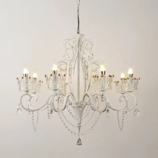 Classic Crystal Chandelier Pendant Light With Metallic Candlestick White / Medium C