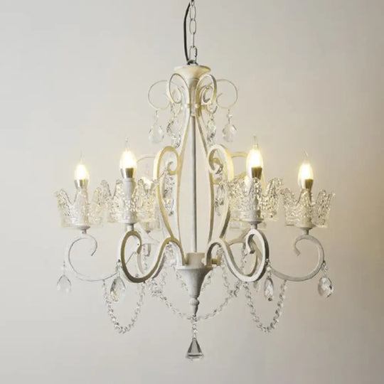 Classic Crystal Chandelier Pendant Light With Metallic Candlestick White / Small B