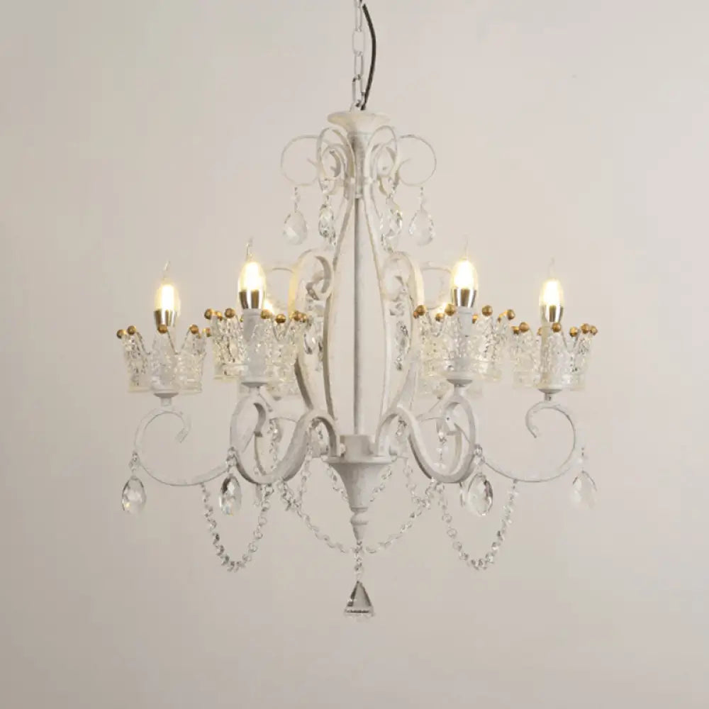 Classic Crystal Chandelier Pendant Light With Metallic Candlestick White / Small C