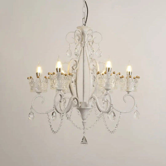 Classic Crystal Chandelier Pendant Light With Metallic Candlestick White / Small C