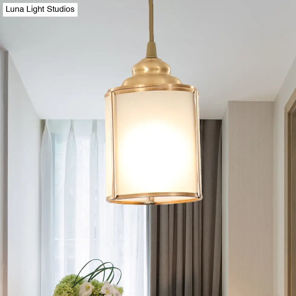 Classic Cylinder White Glass Pendant Light - 1 Dining Room Hanging Lamp Kit 5/5.5/6 Wide