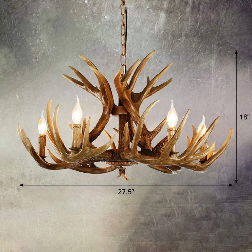 Classic Deer Horn Resin Chandelier Pendant Light: Perfect For Dining Rooms! 6 / Brown