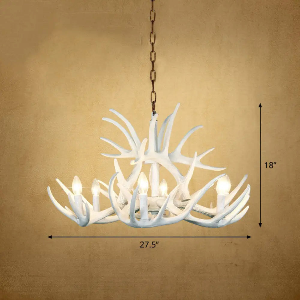 Classic Deer Horn Resin Chandelier Pendant Light: Perfect For Dining Rooms! 6 / White