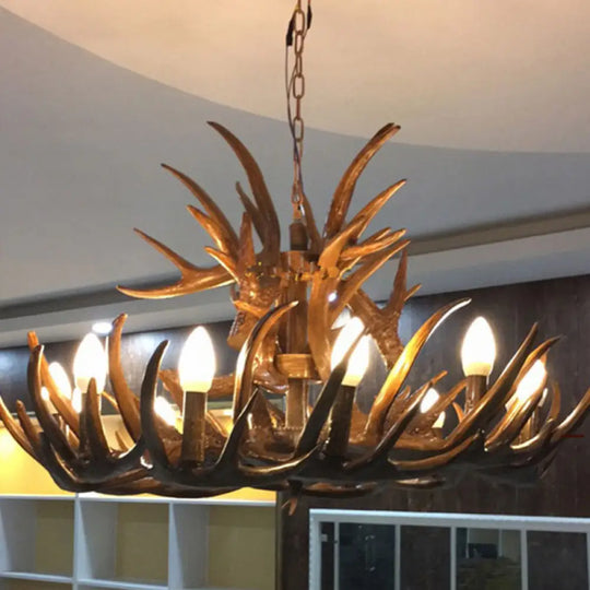 Classic Deer Horn Resin Chandelier Pendant Light: Perfect For Dining Rooms! 9 / Brown