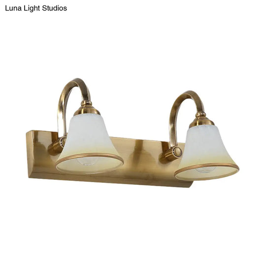 Classic Frosted Glass Brass Bell Shade Vanity Light Fixture - 2/3/4 Lights Bathroom Sconce Lamp