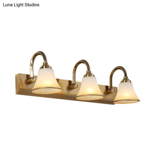 Classic Frosted Glass Brass Bell Shade Vanity Light Fixture - 2/3/4 Lights Bathroom Sconce Lamp