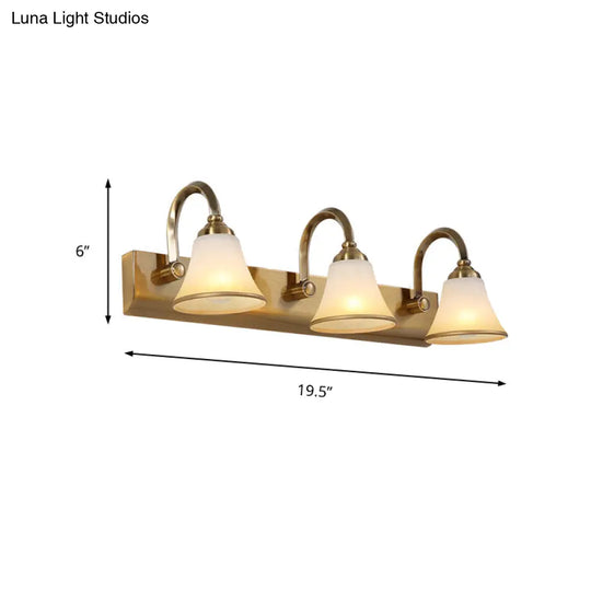 Classic Frosted Glass Brass Bell Shade Vanity Light Fixture - 2/3/4 Lights Bathroom Sconce Lamp