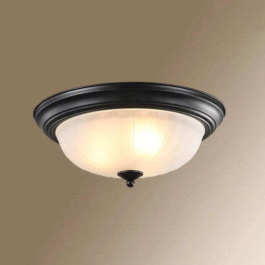 Classic Frosted Glass Dome Ceiling Light Fixture For Bedroom Black / 13