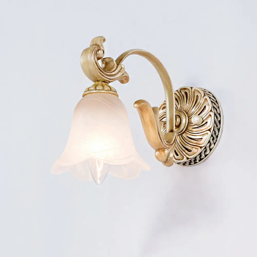 Classic Frosted Glass Flared Bathroom Wall Light Fixture - 1/2/3 Lights White Vanity Sconce 1 /