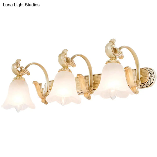 Classic Frosted Glass Flared Bathroom Wall Light Fixture - 1/2/3 Lights White Vanity Sconce