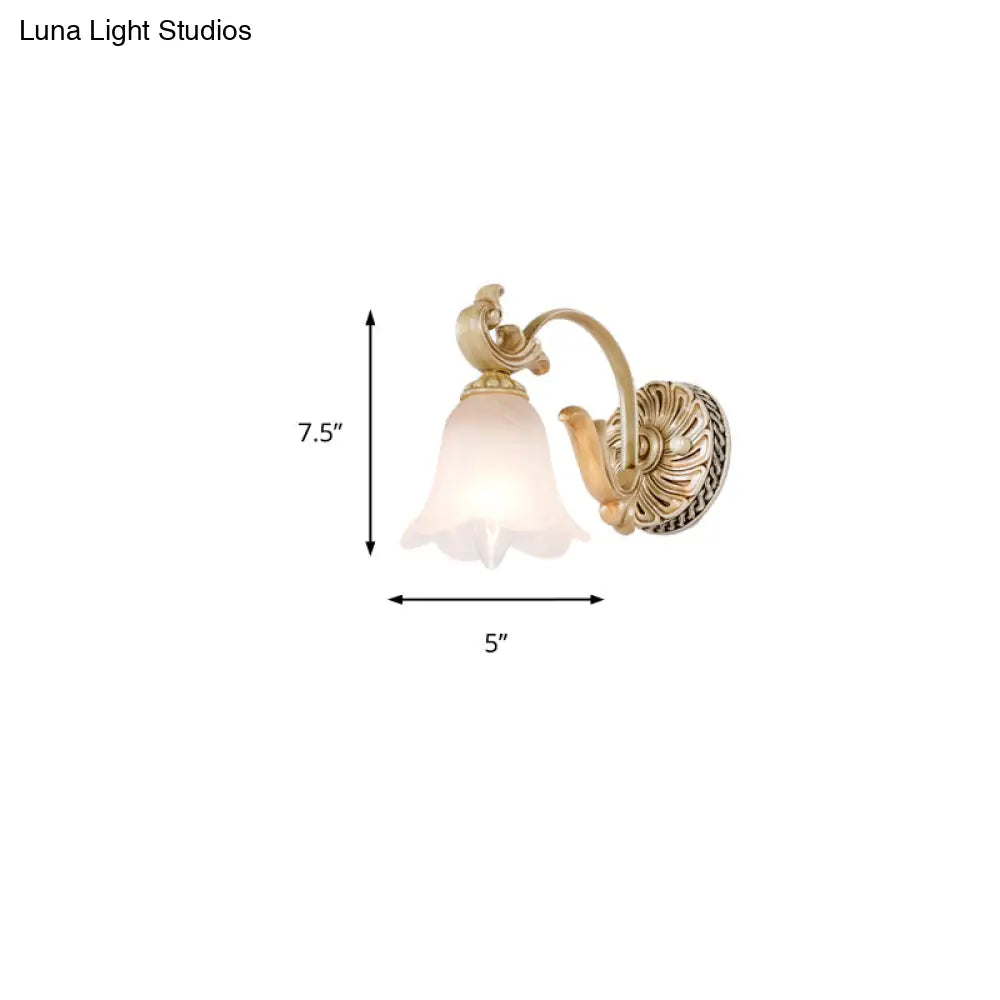 Classic Frosted Glass Flared Bathroom Wall Light Fixture - 1/2/3 Lights White Vanity Sconce