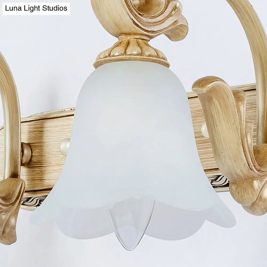 Classic Frosted Glass Flared Bathroom Wall Light Fixture - 1/2/3 Lights White Vanity Sconce