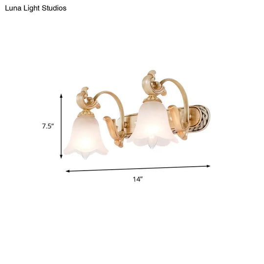 Classic Frosted Glass Flared Bathroom Wall Light Fixture - 1/2/3 Lights White Vanity Sconce