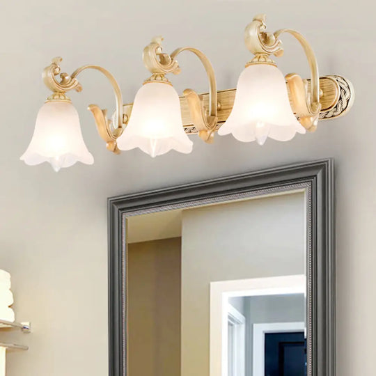 Classic Frosted Glass Flared Bathroom Wall Light Fixture - 1/2/3 Lights White Vanity Sconce 3 /