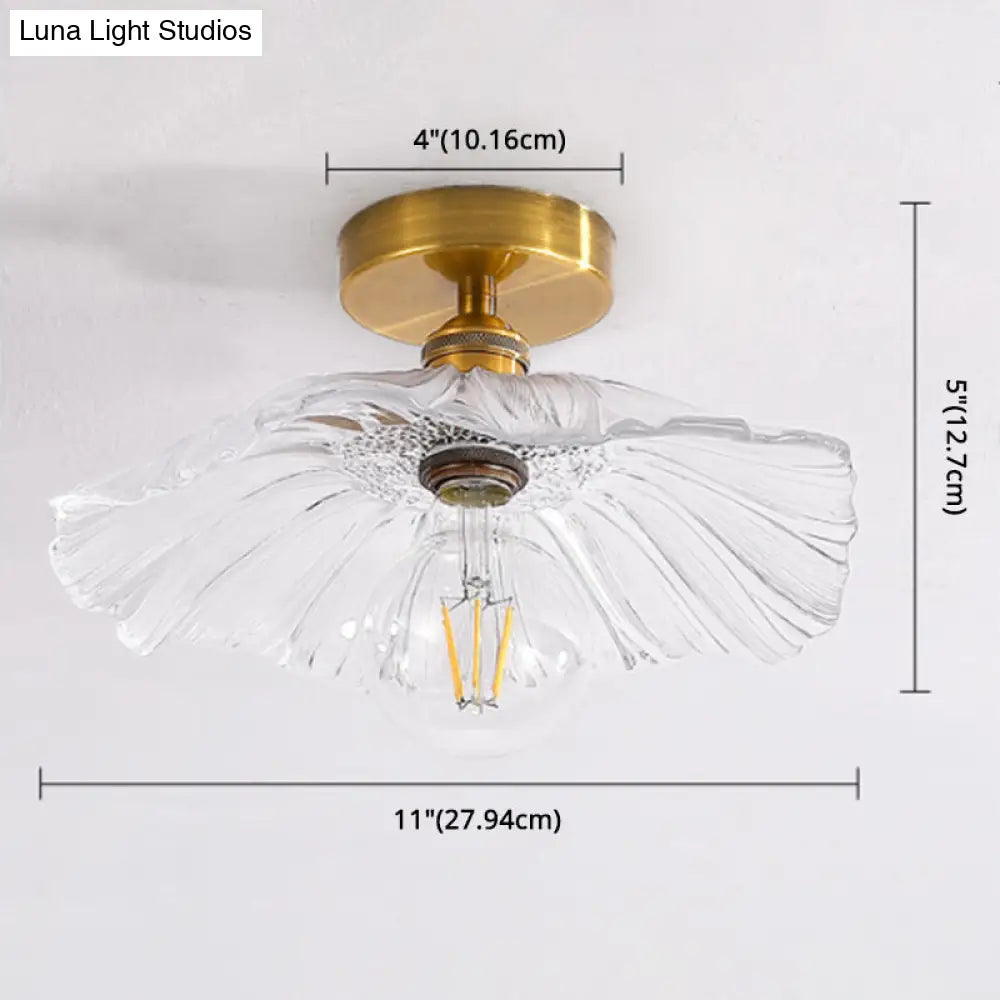 Classic Glass Ceiling Light Fixture W/ Brass Lamp Holder For Corridors