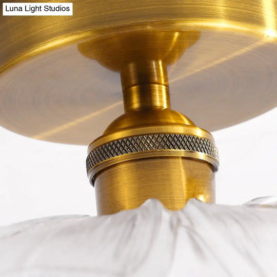 Classic Glass Ceiling Light Fixture W/ Brass Lamp Holder For Corridors