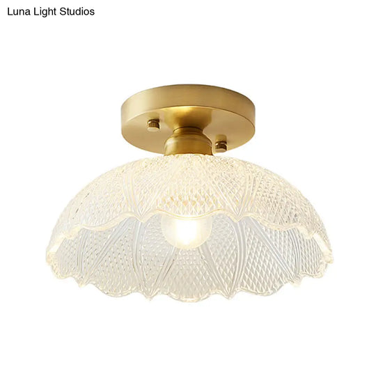 Classic Glass Ceiling Light Fixture W/ Brass Lamp Holder For Corridors