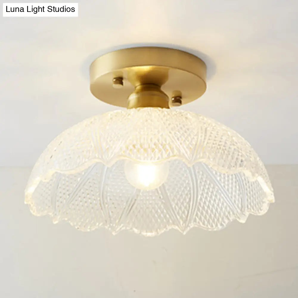Classic Glass Ceiling Light Fixture W/ Brass Lamp Holder For Corridors / Bowl