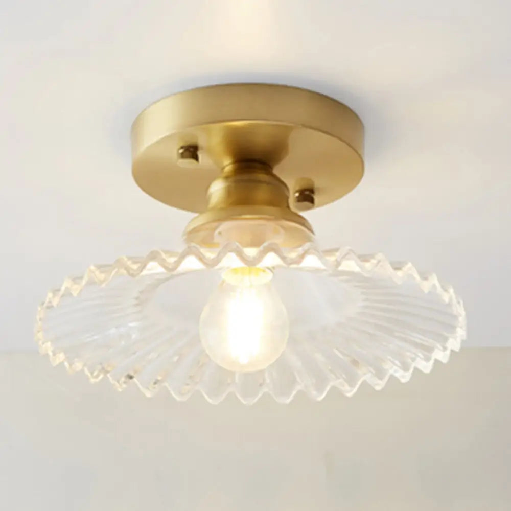 Classic Glass Ceiling Light Fixture W/ Brass Lamp Holder For Corridors / Umbrella