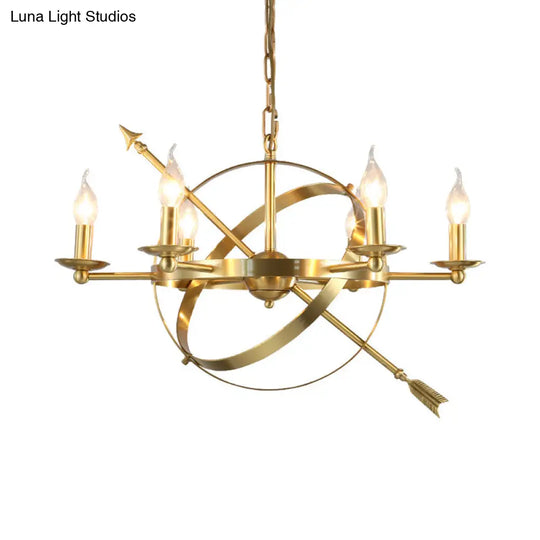 Classic Gold 6-Light Pendant Chandelier - Elegant Candle-Style Hanging Light