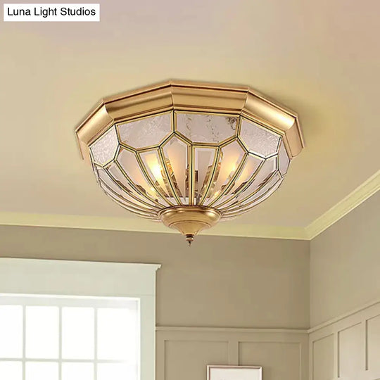 Classic Gold Bedroom Flush Mount Lamp With Frosted Glass Shade And Multiple Lights (18/21/23.5) / 16