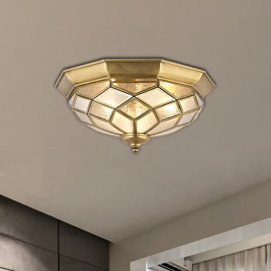 Classic Gold Flush Mount Ceiling Light With Prismatic Glass – 3/5 Lights 18’/21.5’ For Bedroom / 18’