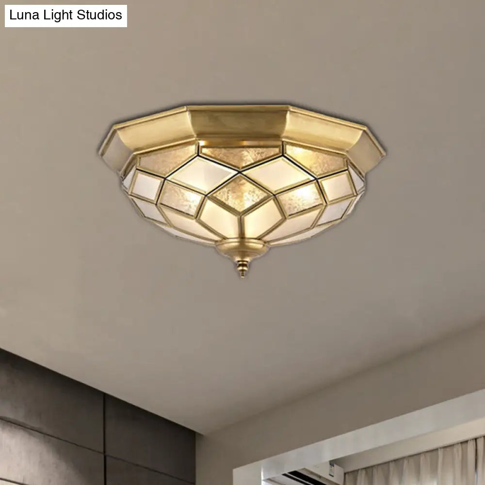 Classic Gold Flush Mount Ceiling Light With Prismatic Glass 3/5 Lights 18/21.5 For Bedroom / 18