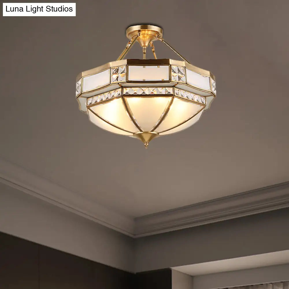 Classic Gold Semi Flush Mount Ceiling Lights With Opal Glass Shade - 14/18/21.5 Wide 3/4/6 Living