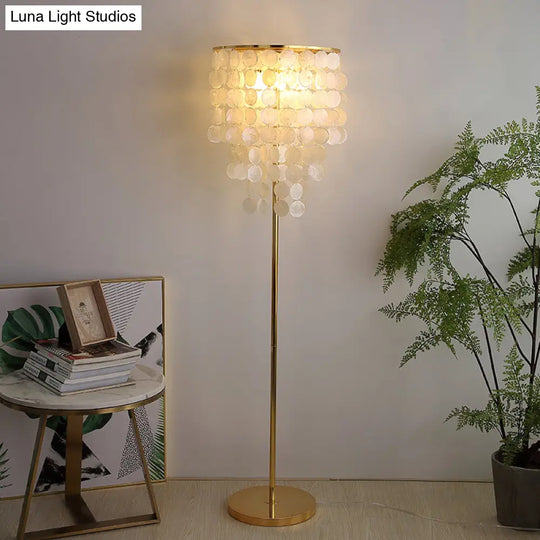 Classic Gold Shell Floor Lamp With Cascading Lighting For Living Room