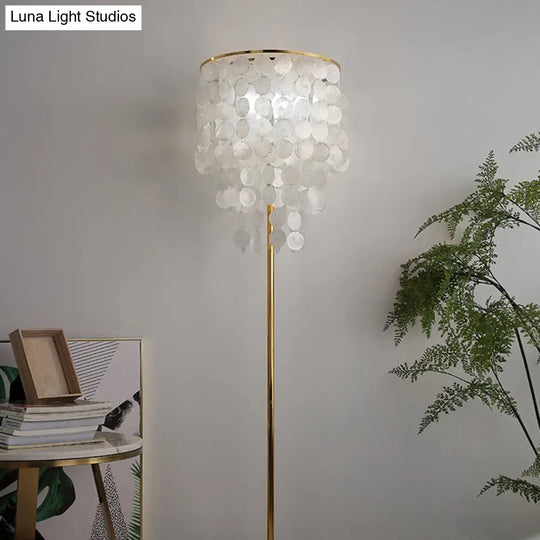 Classic Gold Shell Floor Lamp With Cascading Lighting For Living Room