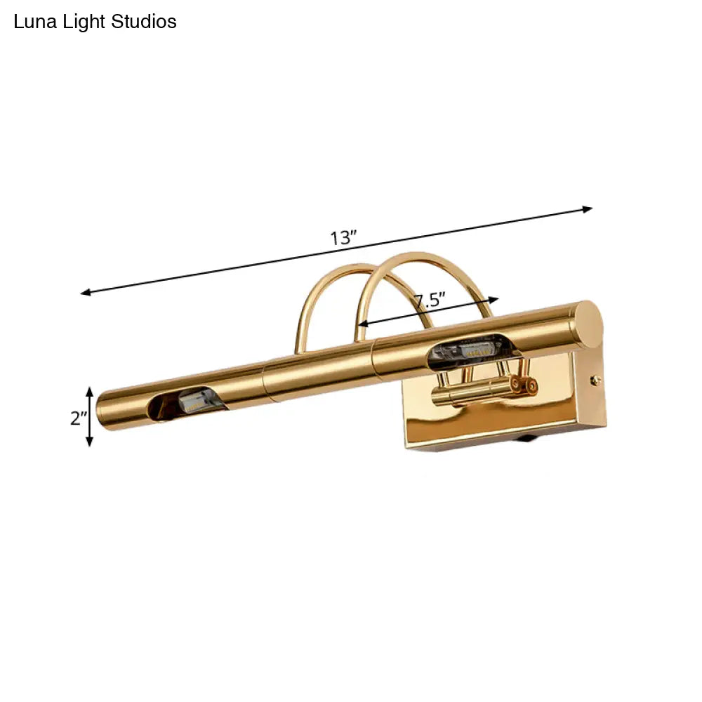 Classic Gold Swing Arm Led Vanity Lamp: White/Warm/Natural Light Fixture For Bathroom Sconce