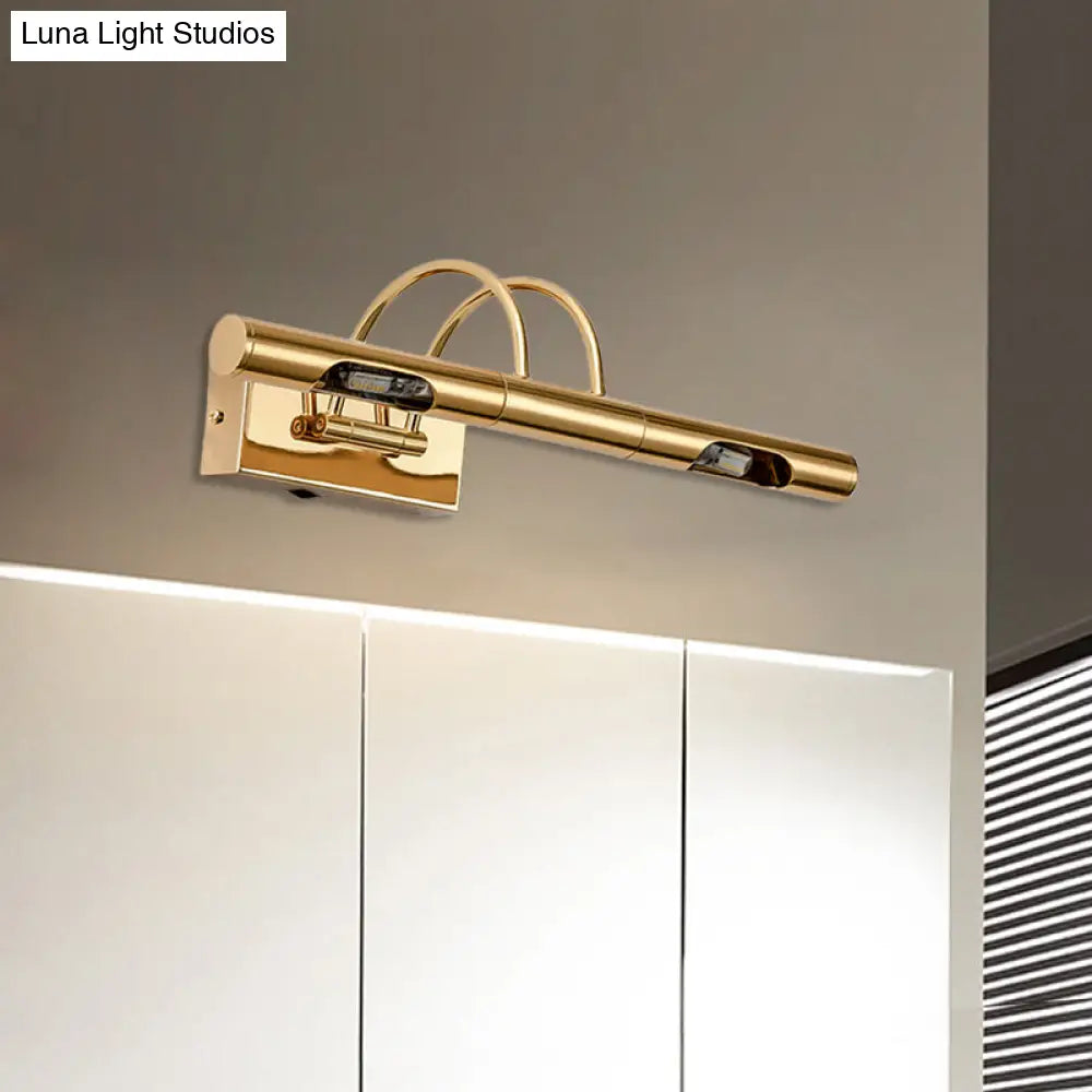 Classic Gold Swing Arm Led Vanity Lamp: White/Warm/Natural Light Fixture For Bathroom Sconce