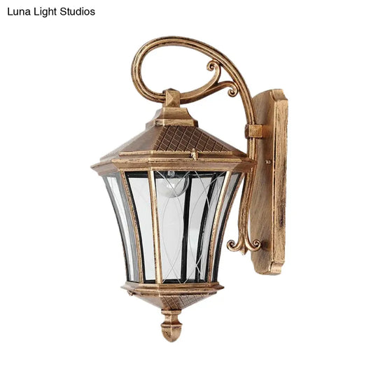 Classic Lantern Wall Sconce - Clear Glass Bronze Finish 1 Bulb Mount Lamp