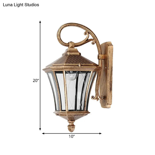 Classic Lantern Wall Sconce - Clear Glass Bronze Finish 1 Bulb Mount Lamp