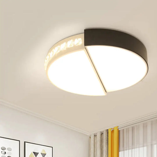 Classic Led Flush Ceiling Light: Round Acrylic Mount In Black & White For Living Room Black - White