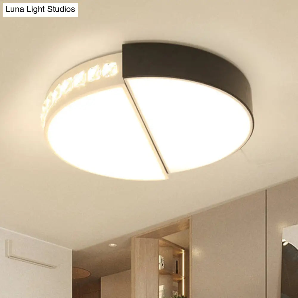 Classic Led Flush Ceiling Light: Round Acrylic Mount In Black & White For Living Room