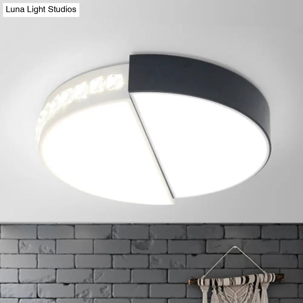 Classic Led Flush Ceiling Light: Round Acrylic Mount In Black & White For Living Room