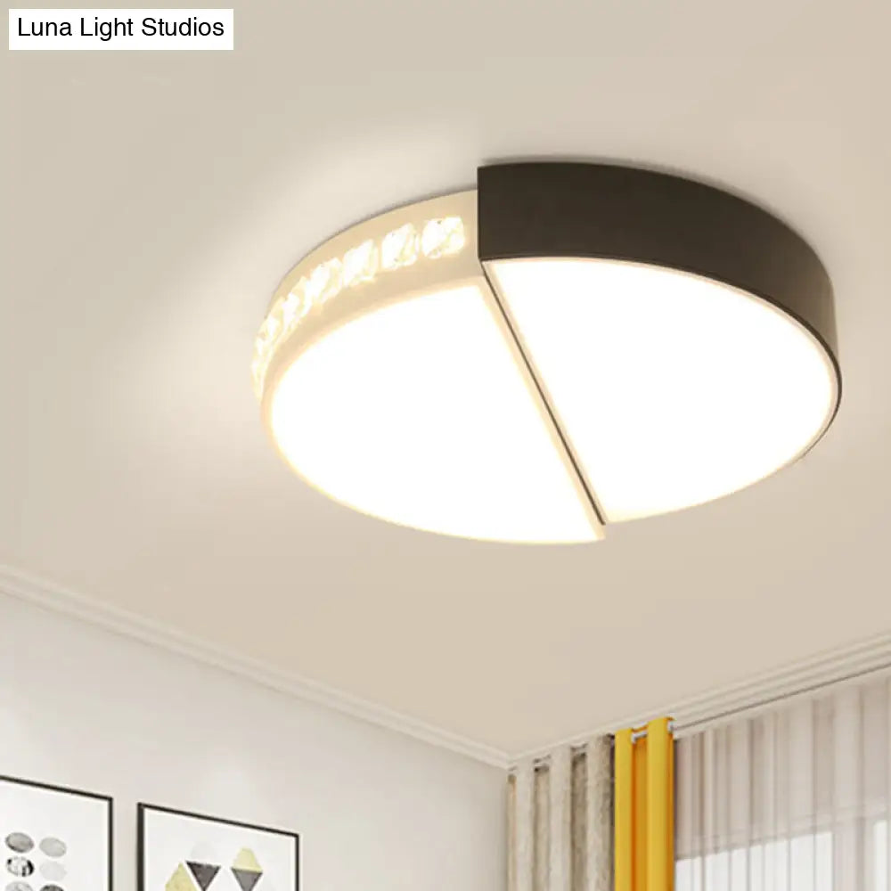 Classic Led Flush Ceiling Light: Round Acrylic Mount In Black & White For Living Room Black-White /