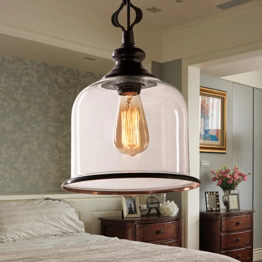 Classic Mason Jar Pendant Light - Clear Glass In Black/Brass 1 / Black